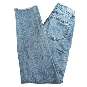 Revice Women 29 Straight Leg High Rise Button Fly Distressed Straight Jeans READ